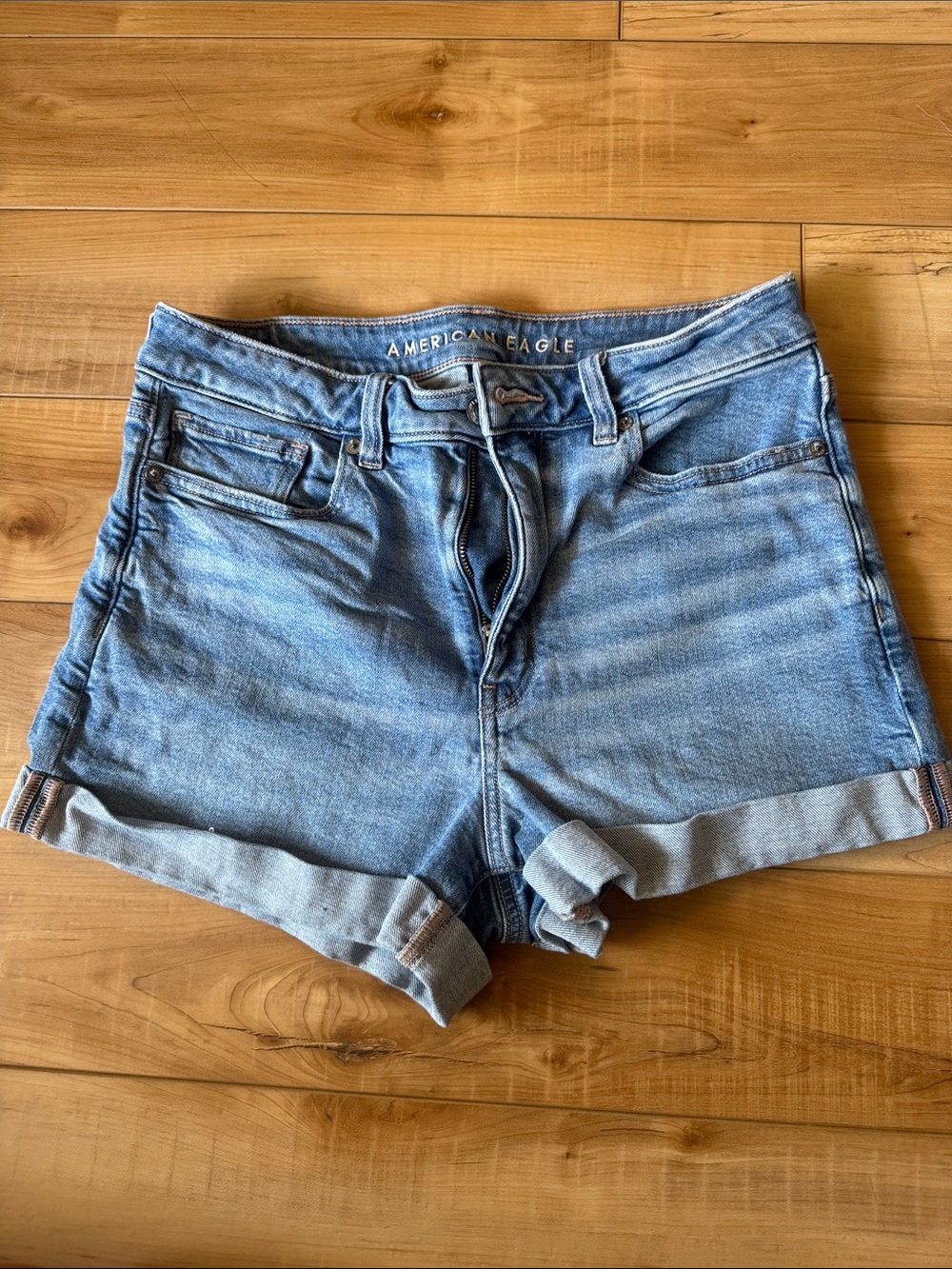 American Eagle Outfitters Light Blue Cuffed Denim Shorts